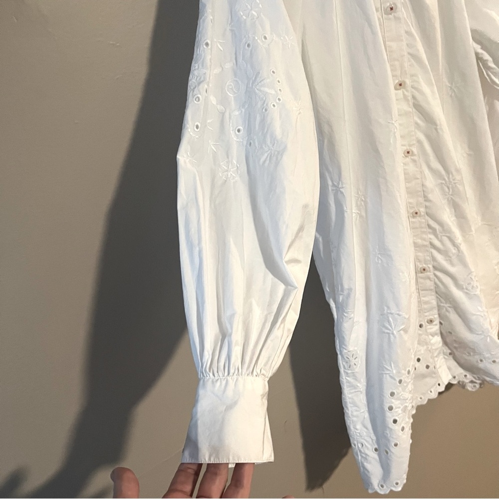 Scotch & Soda Organic Cotton Broderie Anglaise Shirt Dress Embroidered Eyelet - Picture 7 of 16
